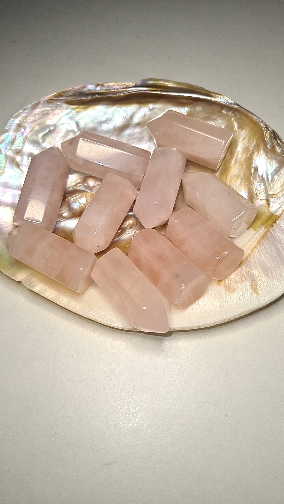 Small rose quartz towers