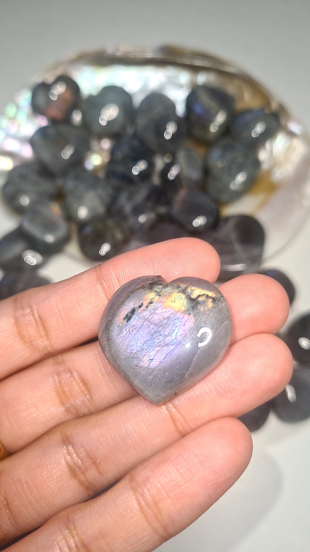 Labradorite small hearts